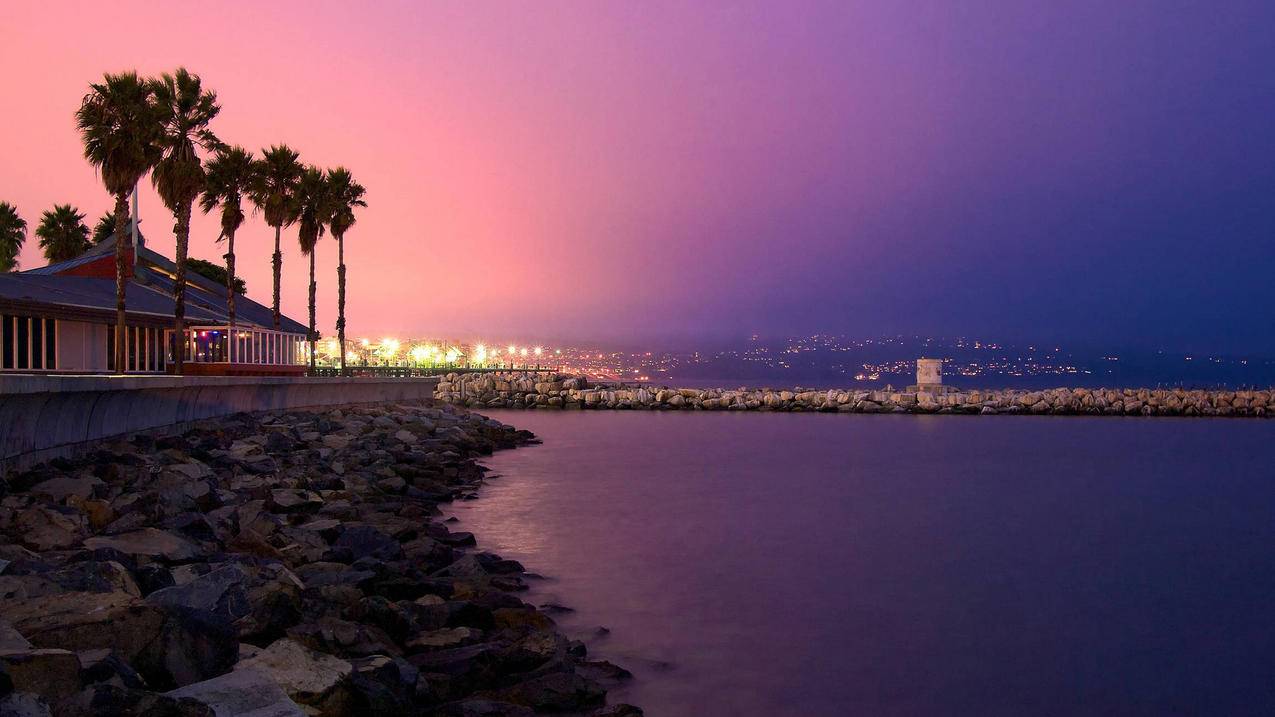 风景城市夜景晚霞高清壁纸