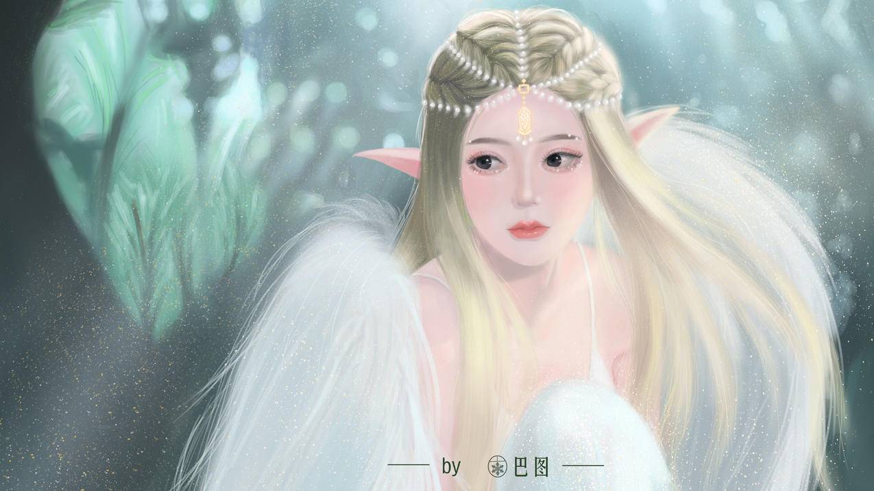 精灵 仙 翅膀 树林 光 花 唯美 巴图原创 4K高清壁纸 4K手机壁纸