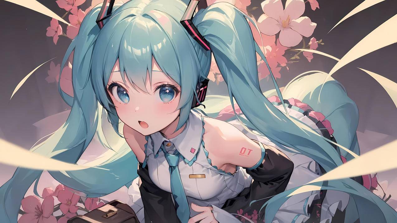 初音未来 粉色花瓣 4K动漫壁纸 3840x2160