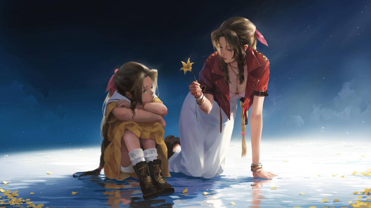 《最终幻想》Aerith艾瑞丝 女孩 花 唯美 4K高清唯美动漫壁纸