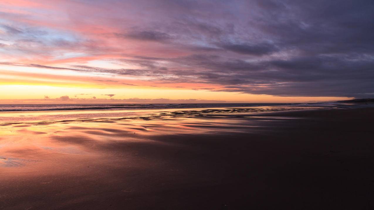 风景海滩夕阳4k壁纸