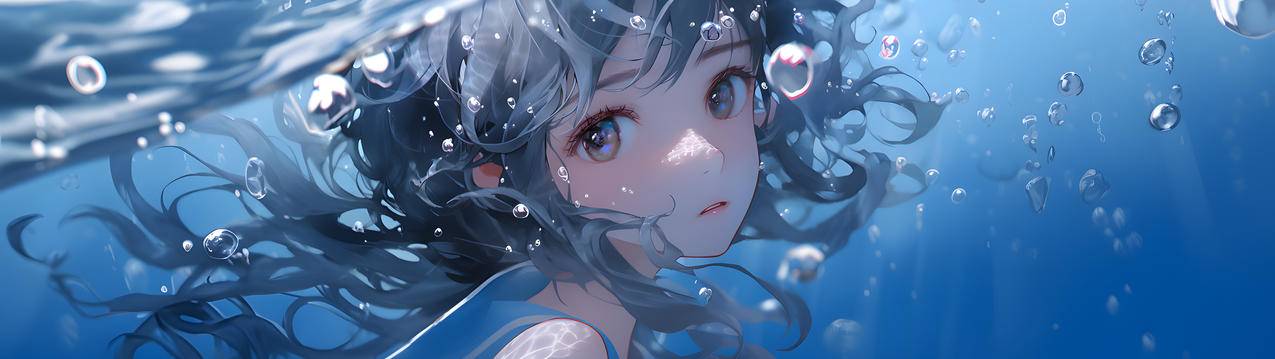 水下动漫少女3840x1080超宽屏长壁纸