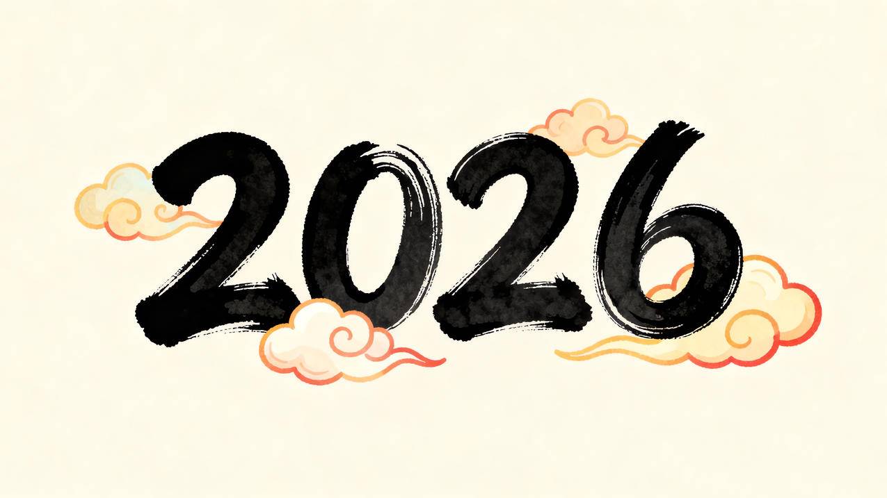 2026水墨字体 祥云 简约 4k壁纸