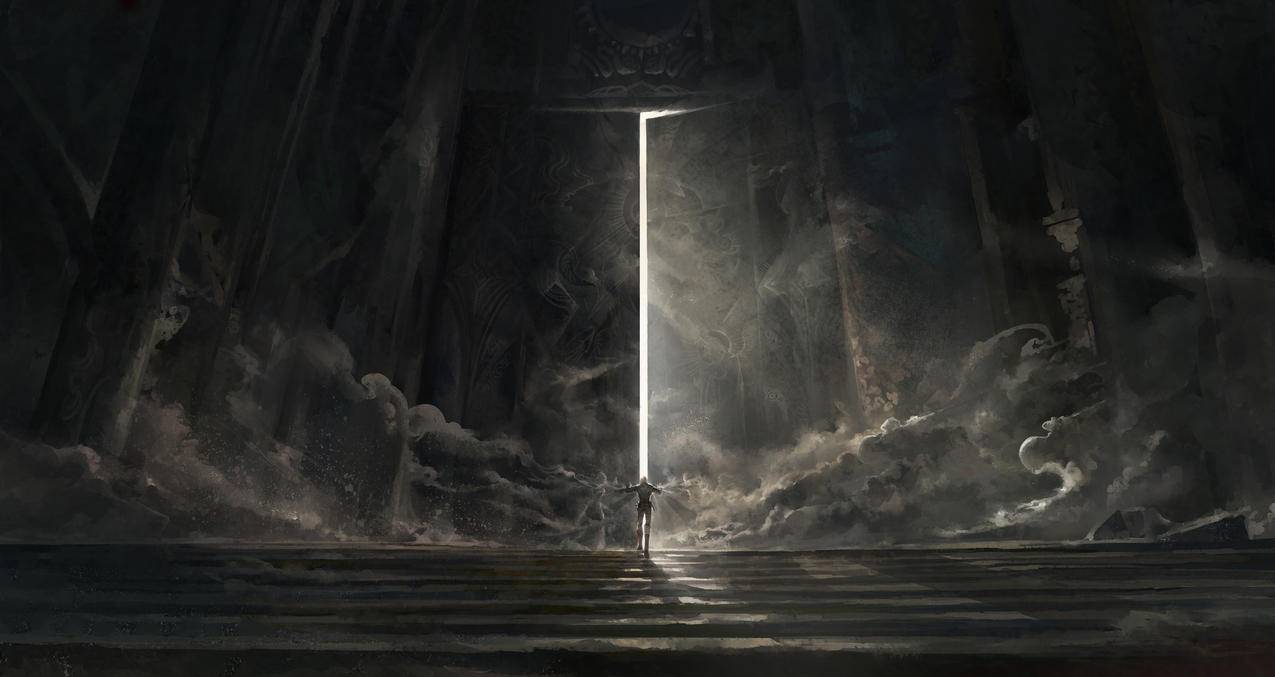 黑暗 打开大门 光 4K高清壁纸