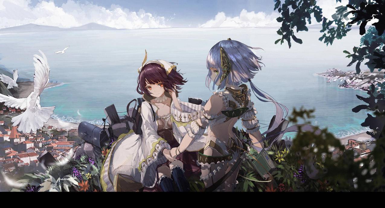 《苏菲的炼金工房》海岸 海风 地平线 Atelier Lydie和Suelle 普拉芙妲 4K动漫壁纸