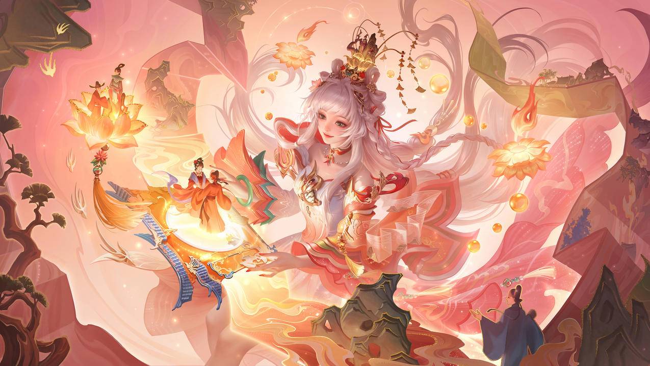王者荣耀 西施帮有情人牵丝引线 4K高清壁纸 3840x2160