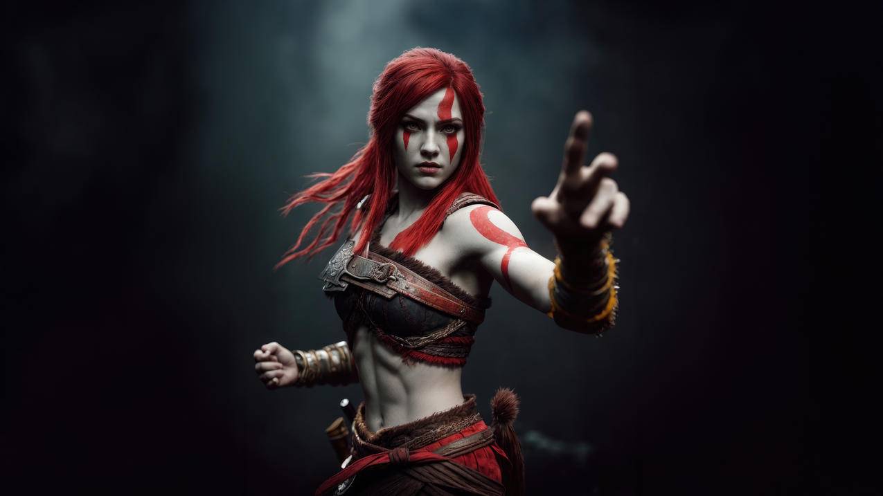 战神游戏女神 Female Kratos God Of War 5k壁纸