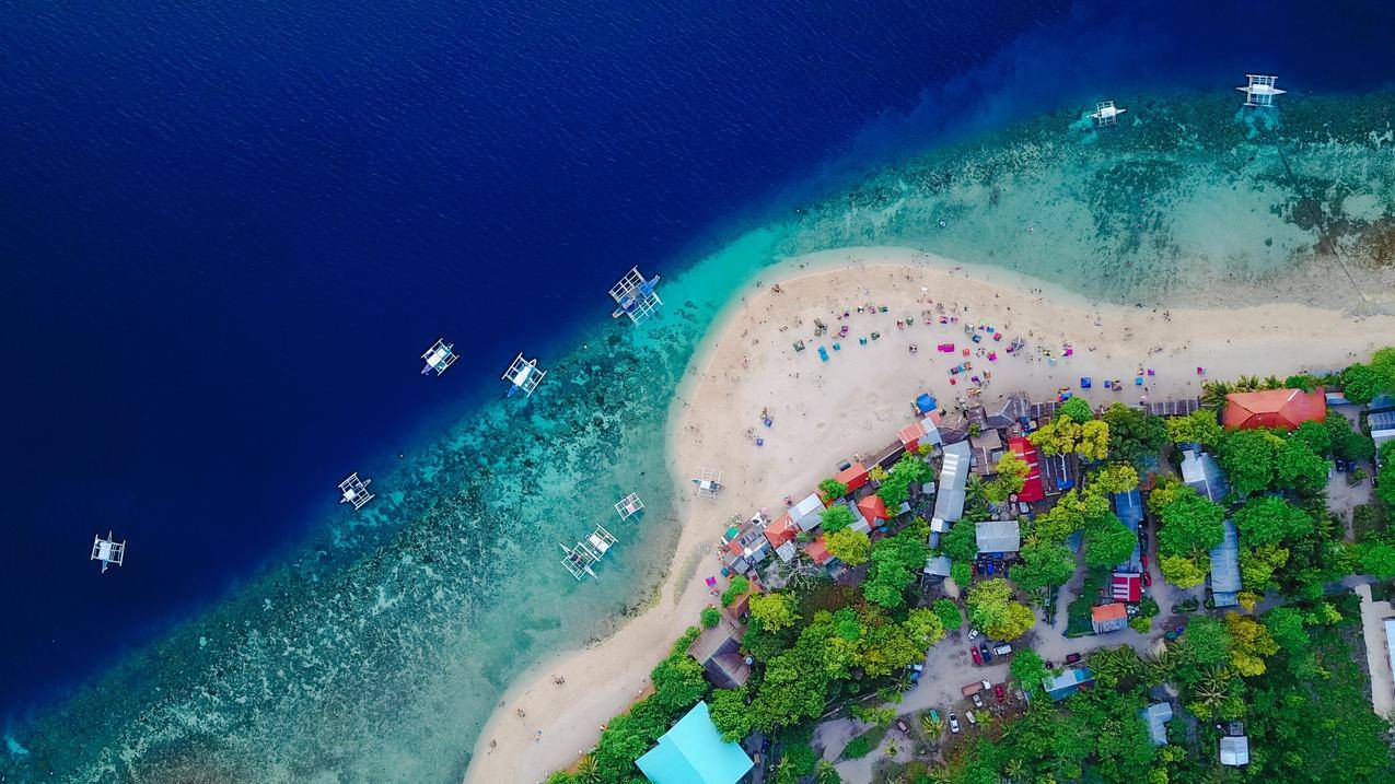 航空 亚洲沙滩 4k风景高清壁纸