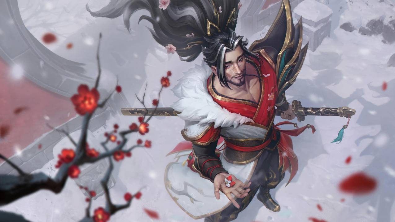 英雄联盟踏雪寻梅亚索 4K高质量游戏壁纸3840x2160