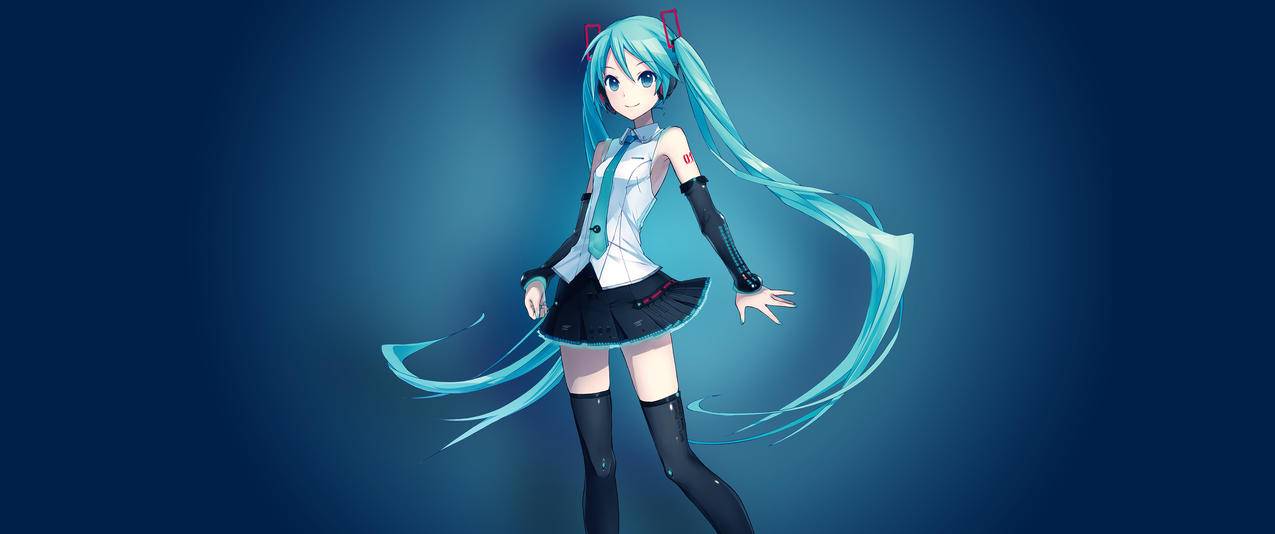 初音未来动漫带鱼屏壁纸