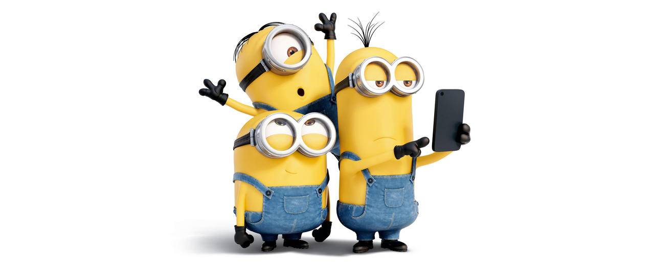 三个可爱小黄人可爱表情手势手机小黄人带鱼屏壁纸