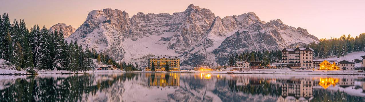 意大利米苏里纳湖冬天风景3840x1080超宽屏壁纸