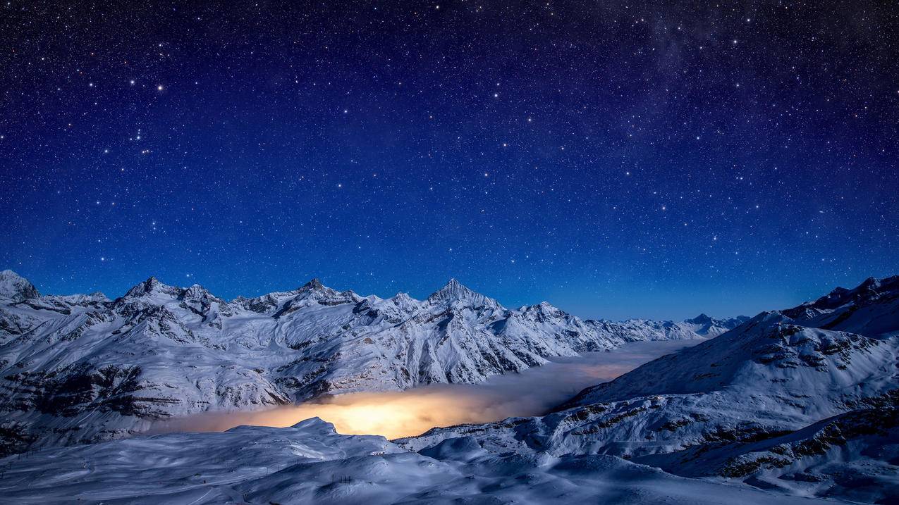 风景自然风光雪山山川山脉山峰星空高清壁纸