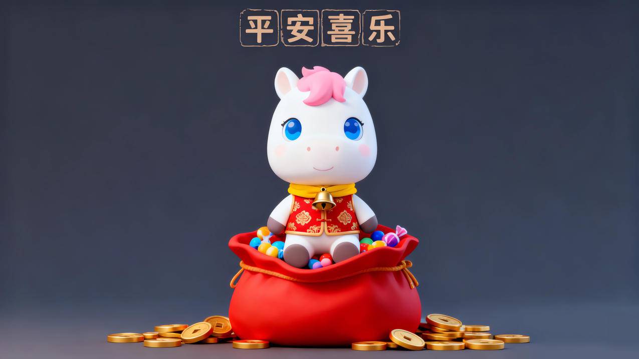 2026平安喜乐 简单可爱小马4k壁纸