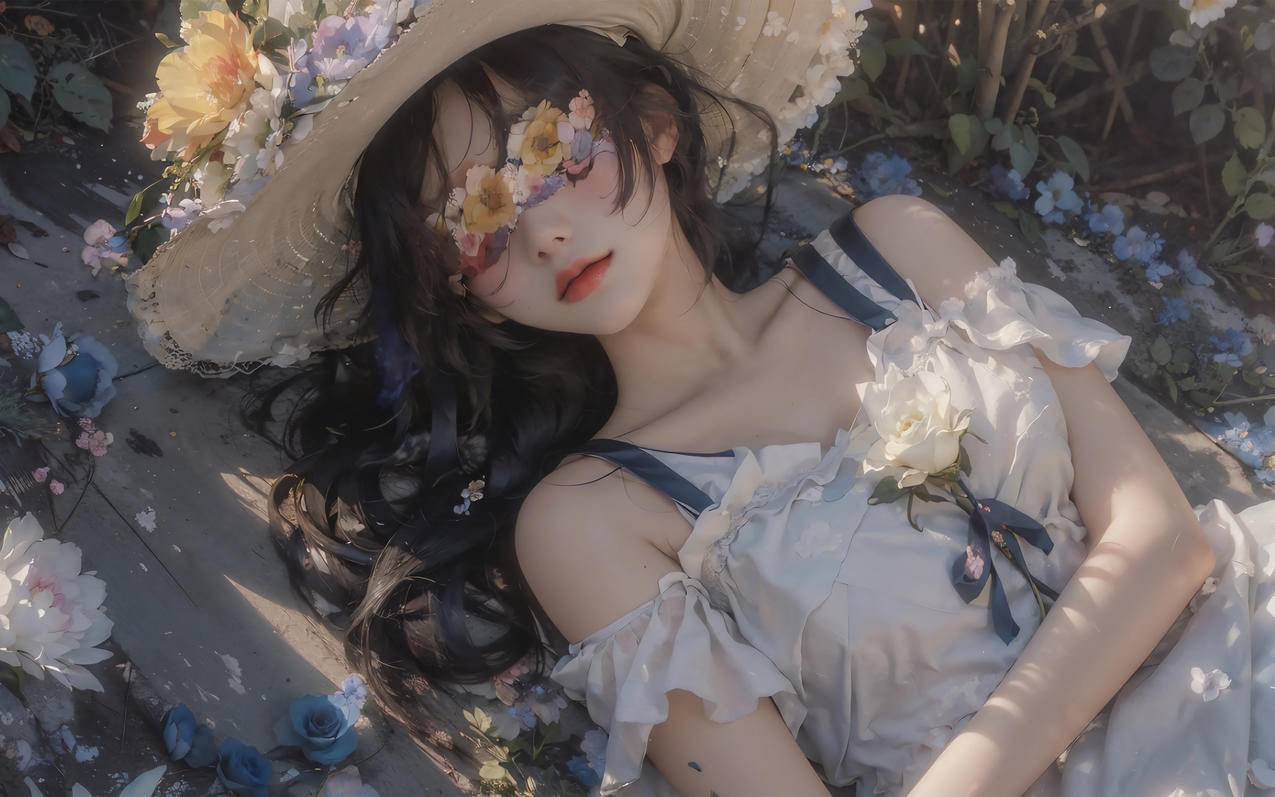 动漫美女 鲜花 帽子 车机壁纸横屏超高清3K 3200x2000