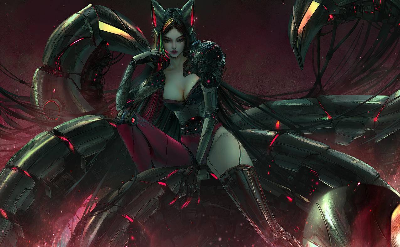 《英雄联盟lol》九尾妖狐-阿狸 机械 赛博朋克 4K高清游戏壁纸