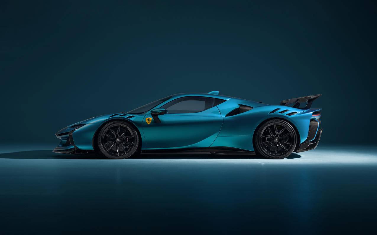 法拉利SF90 Stradale 蓝色跑车 4K高清壁纸 3840x2400