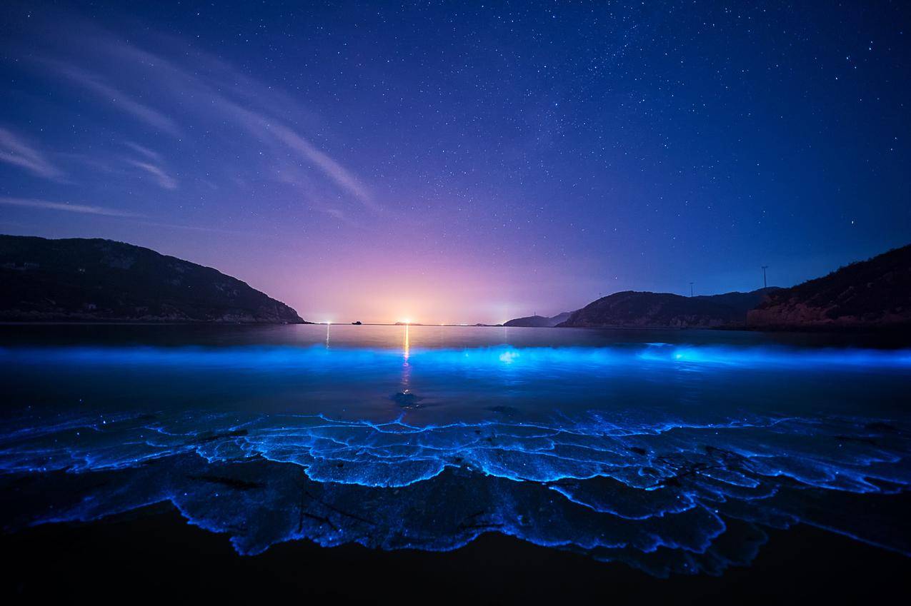 晚上 星空 海边 海岸 4k风景壁纸