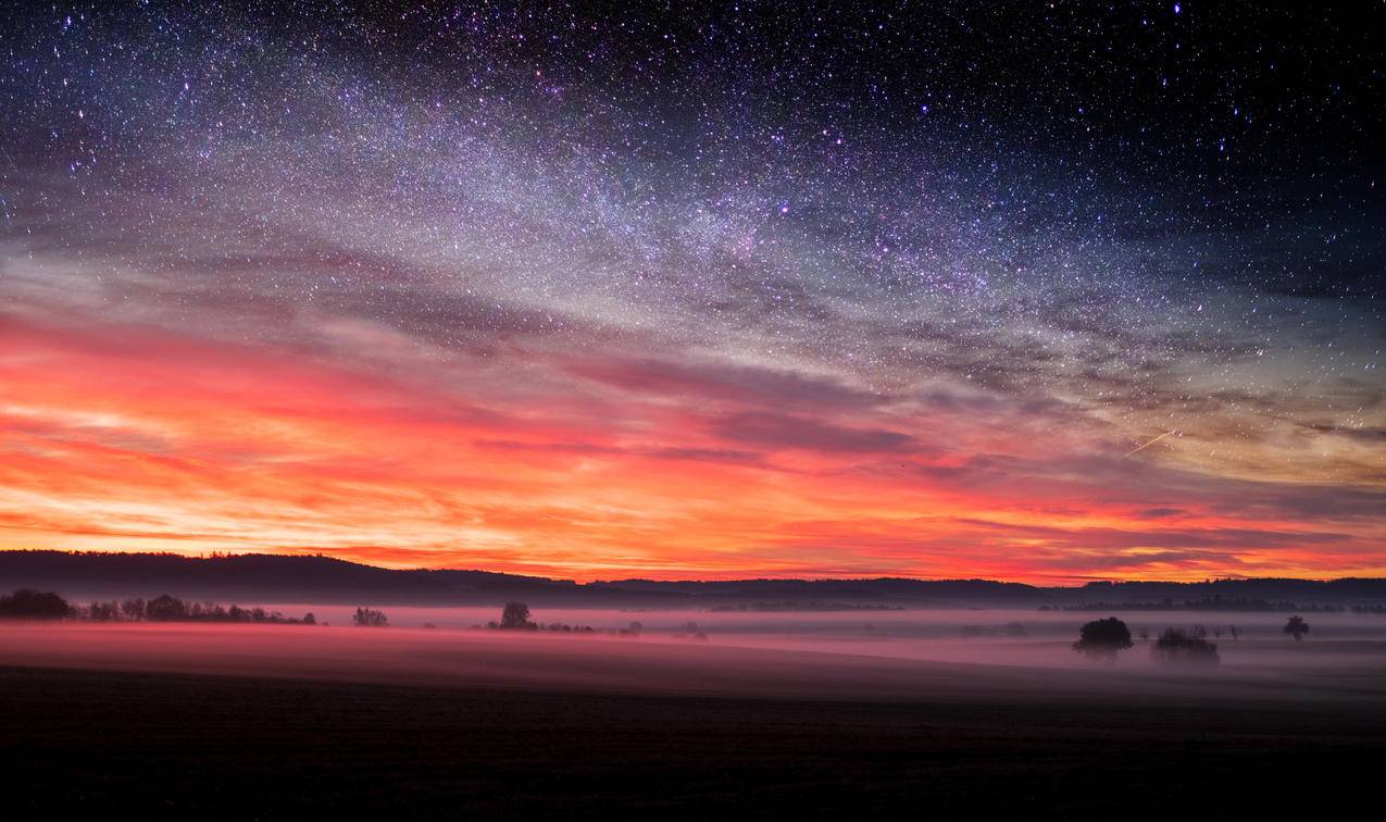 自然 日落 星夜 天空 星星 4k风景高清壁纸