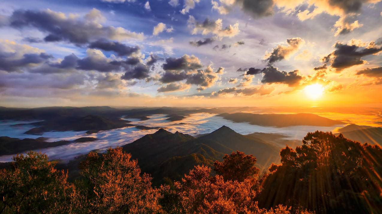 风景山脉落日4k壁纸