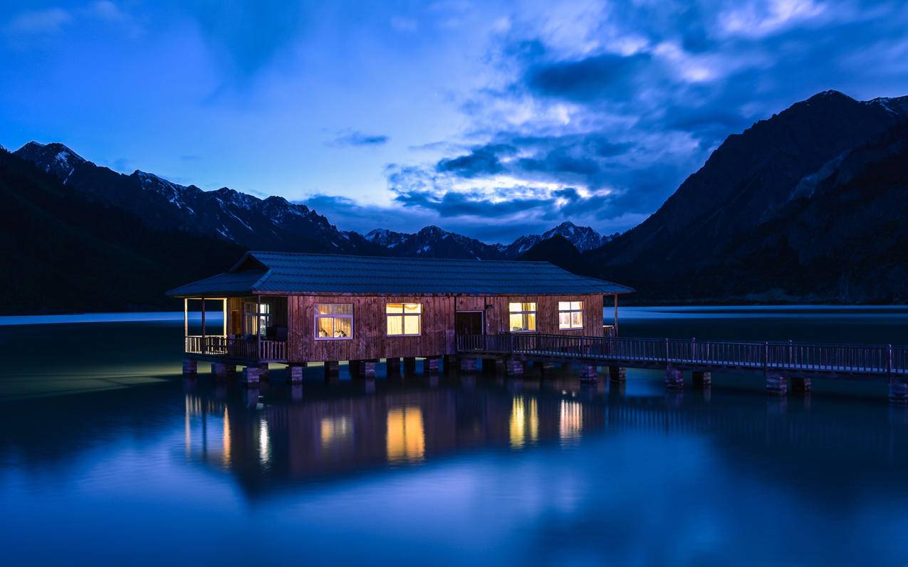 风景自然风光木屋湖泊山川高清壁纸