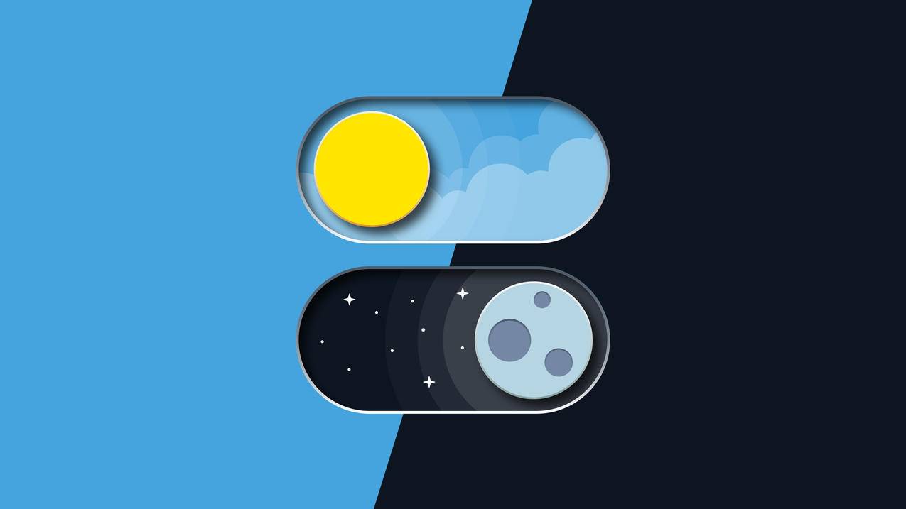 创意 白天、晚上、简单背景，极简主义 4k电脑壁纸