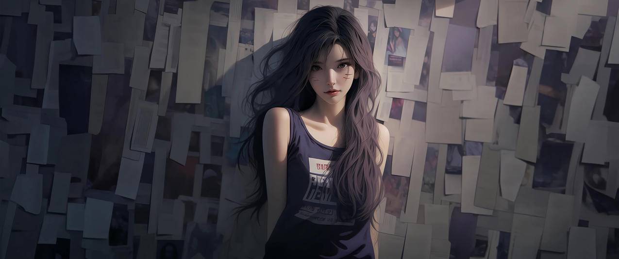 报纸墙 卡莎美女 3440x1440带鱼屏壁纸