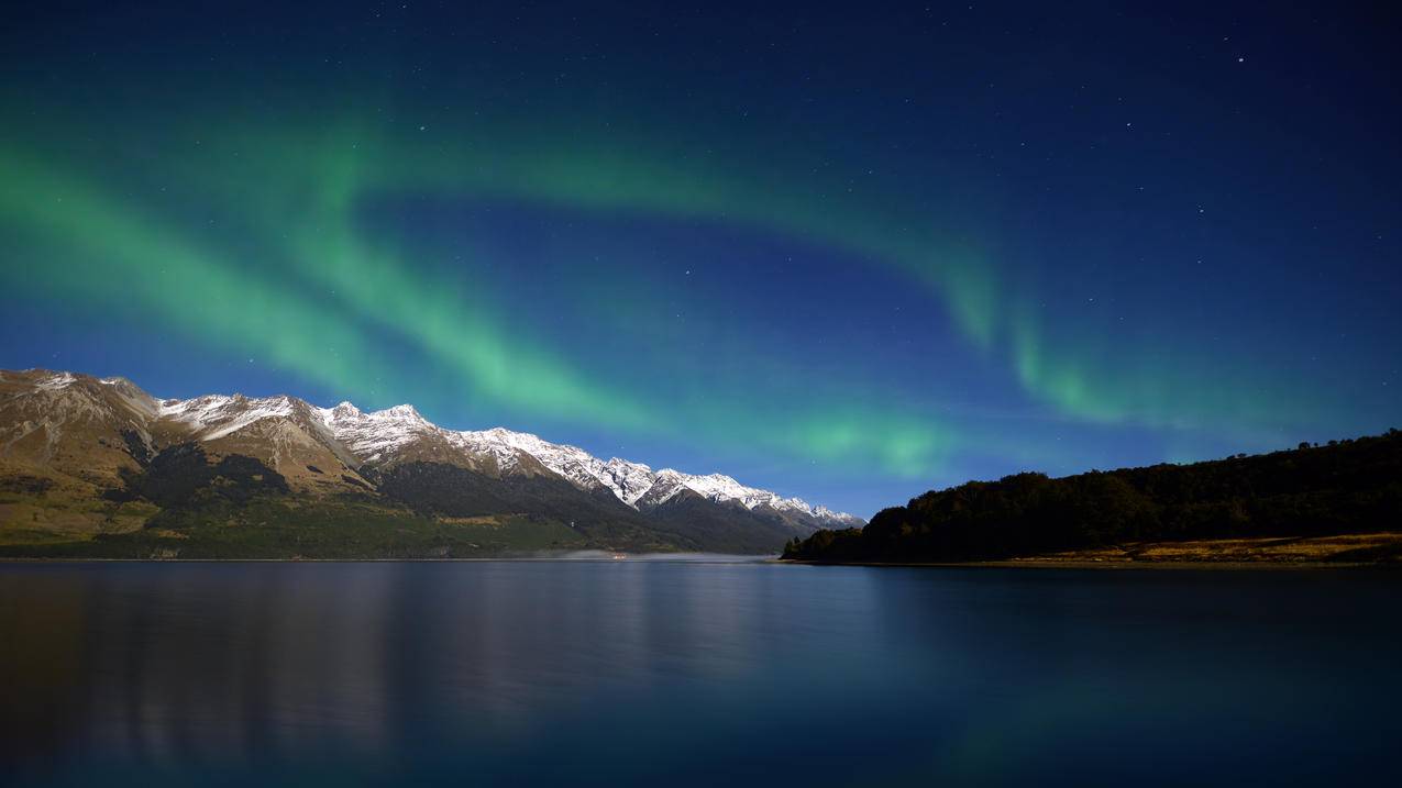 新西兰瓦卡蒂普湖黎明星空风景4k壁纸