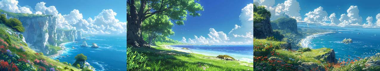 海边风景5760x1080超宽屏高清三屏壁纸