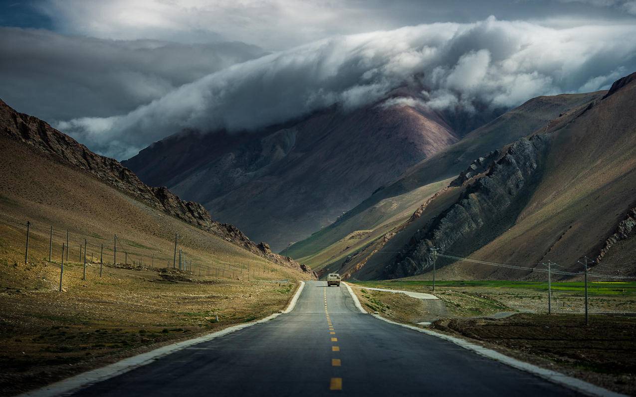 风景道路自然风光山川山脉高清壁纸