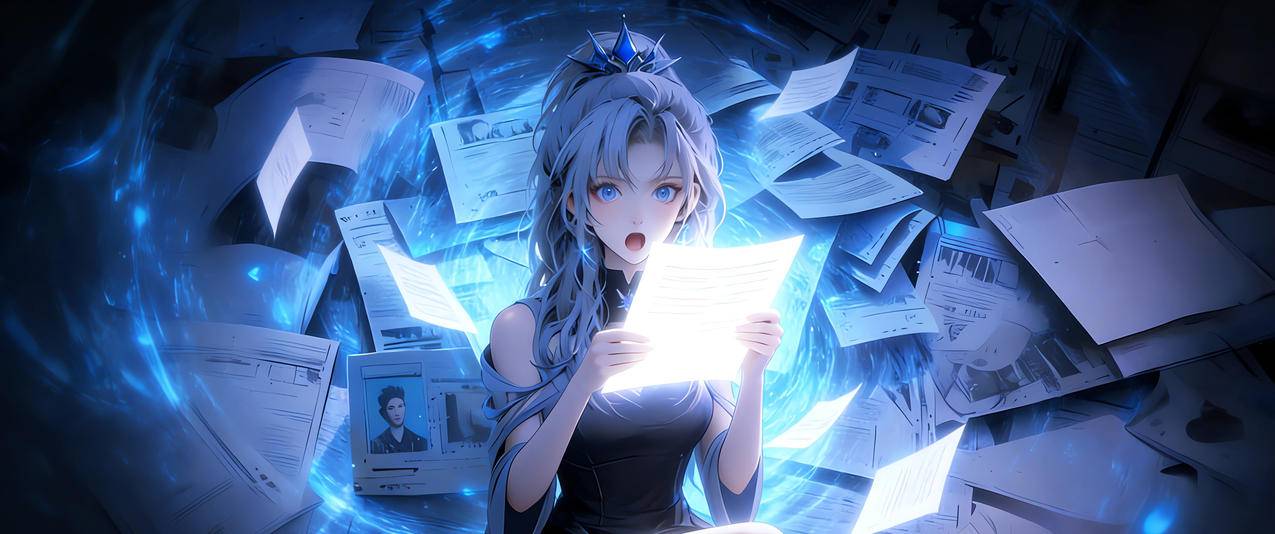 金克丝 蓝色眼睛 报纸 光影3440x1440带鱼屏壁纸