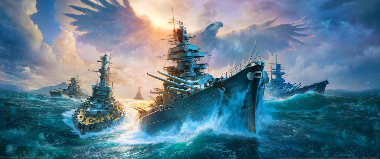 战舰世界WorldofWarships游戏带鱼屏壁纸
