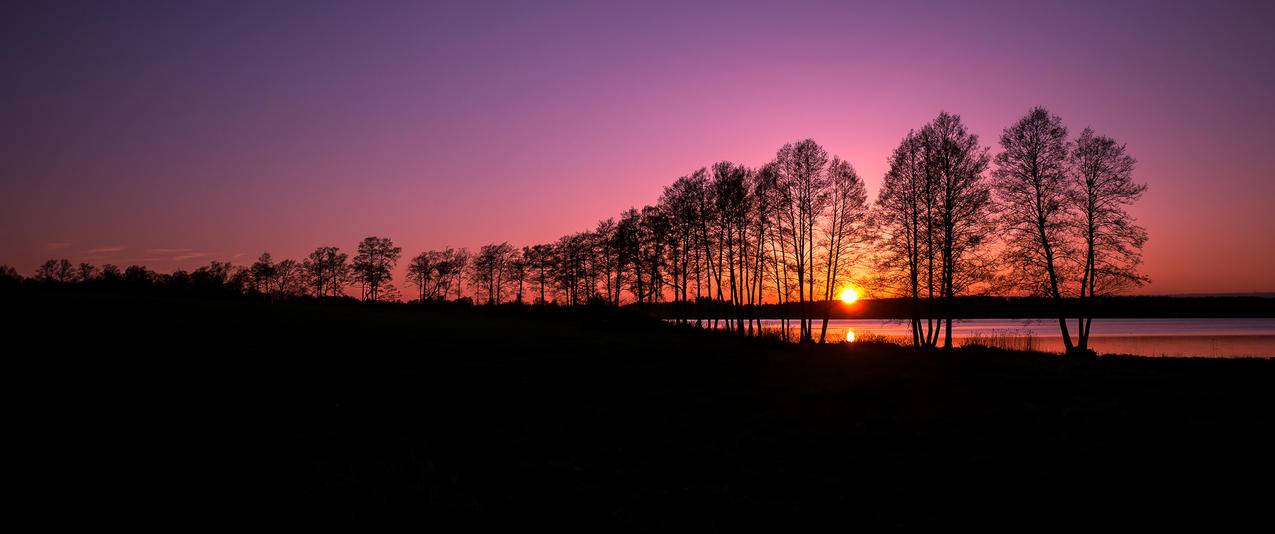 芬兰芬兰夕阳风景带鱼屏壁纸