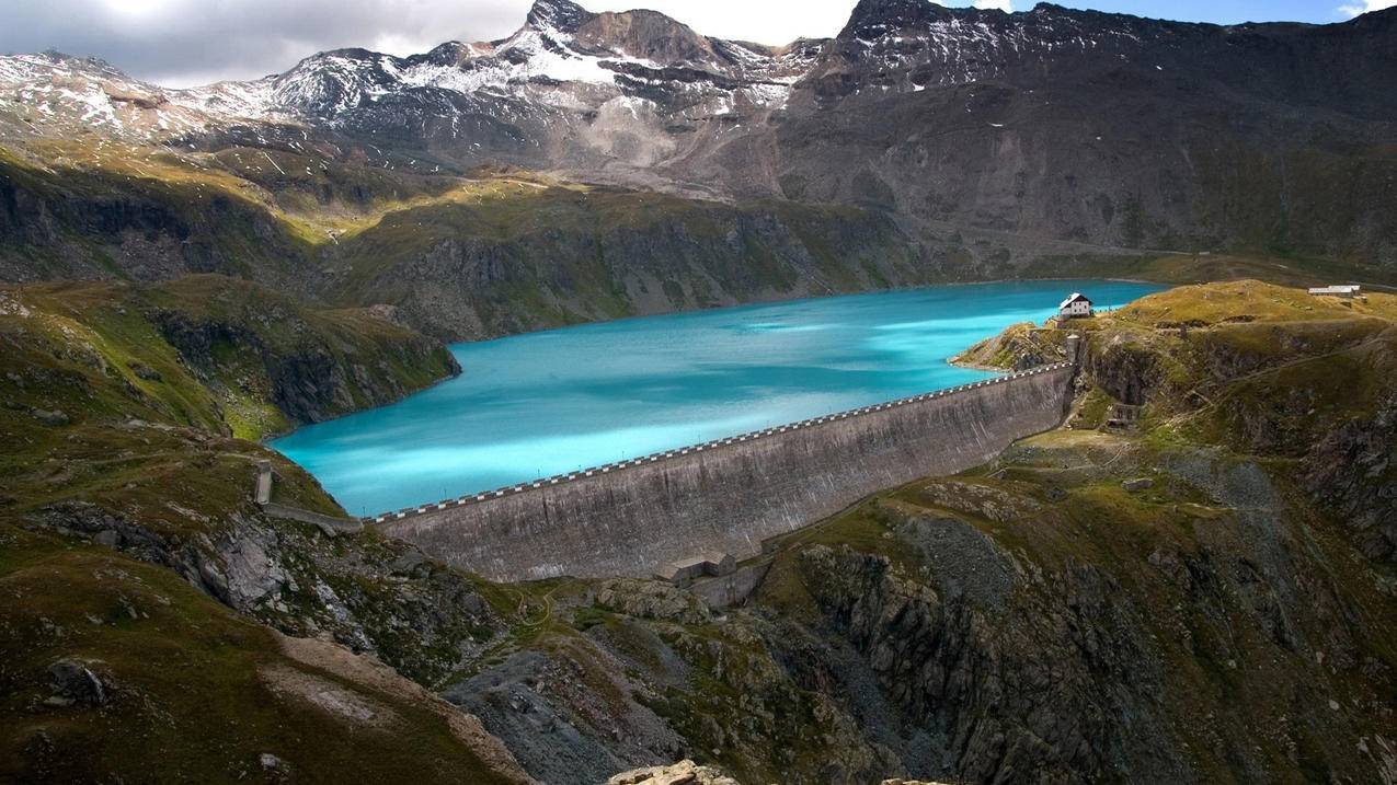 风景自然风光湖泊水坝山川高清壁纸