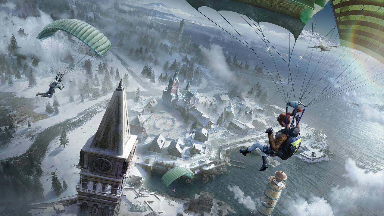 雪地跳伞《绝地求生 PUBG》4K游戏高清壁纸