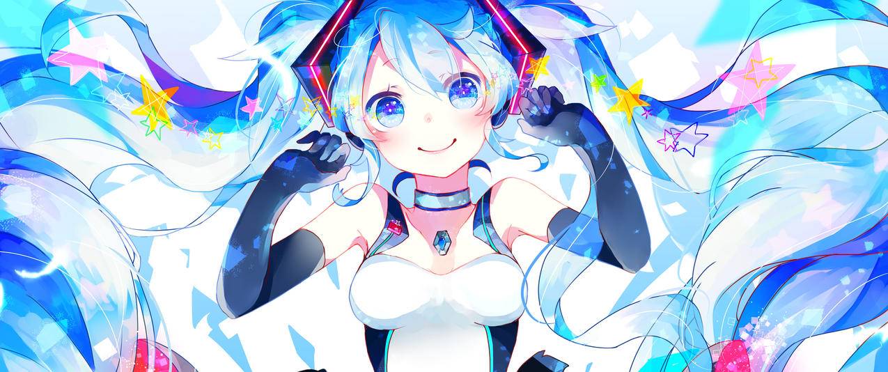 赛车女郎服装的初音未来带鱼屏壁纸