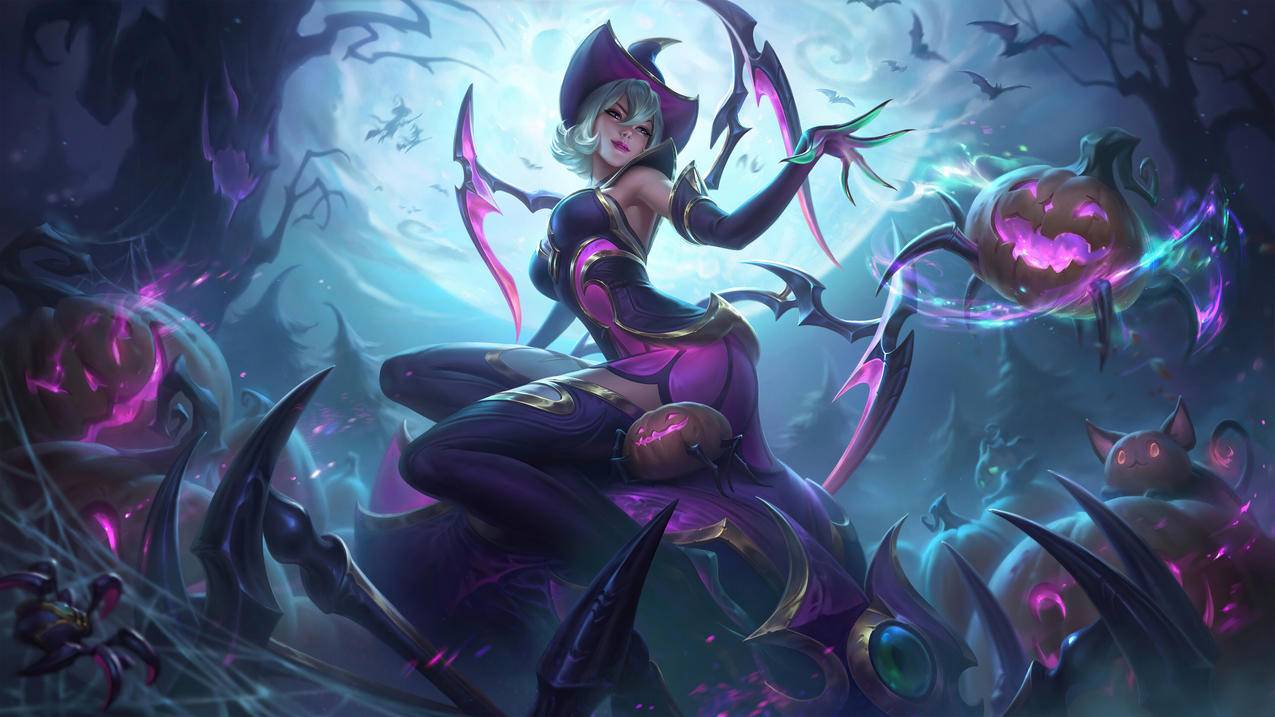 万圣节 魅惑女巫 伊莉斯《lol英雄联盟》4K游戏高清图片