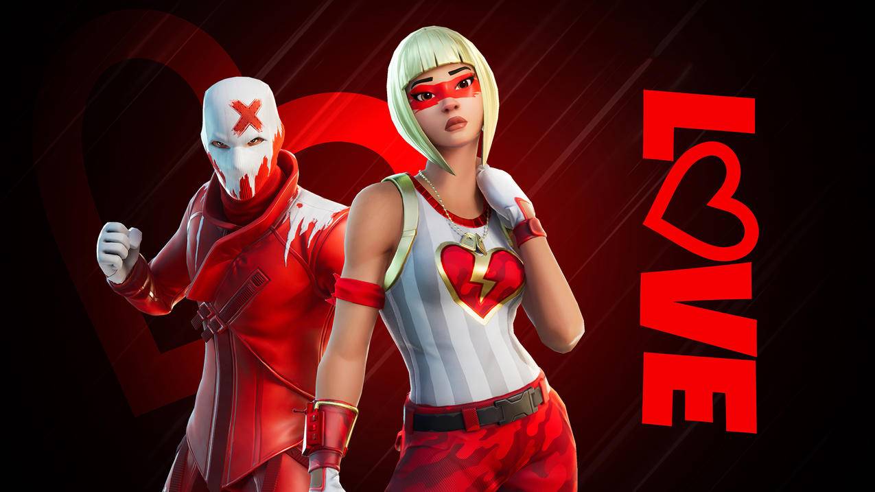 《堡垒之夜 Fortnite》白发 红面具女孩 4K高清壁纸
