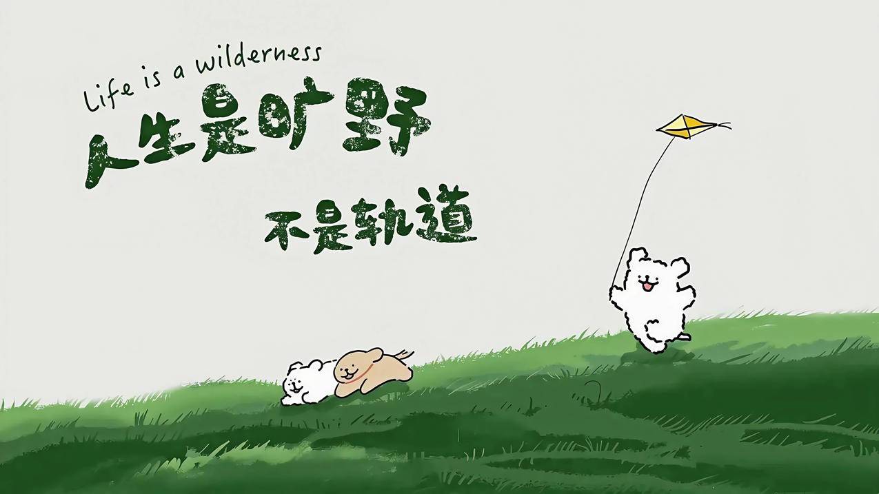 人生是旷野 不是轨道线条小狗4k壁纸