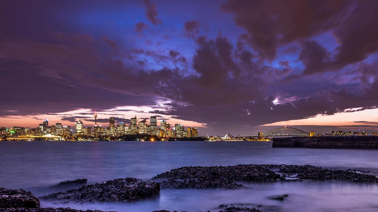 悉尼的夜晚风景4k壁纸