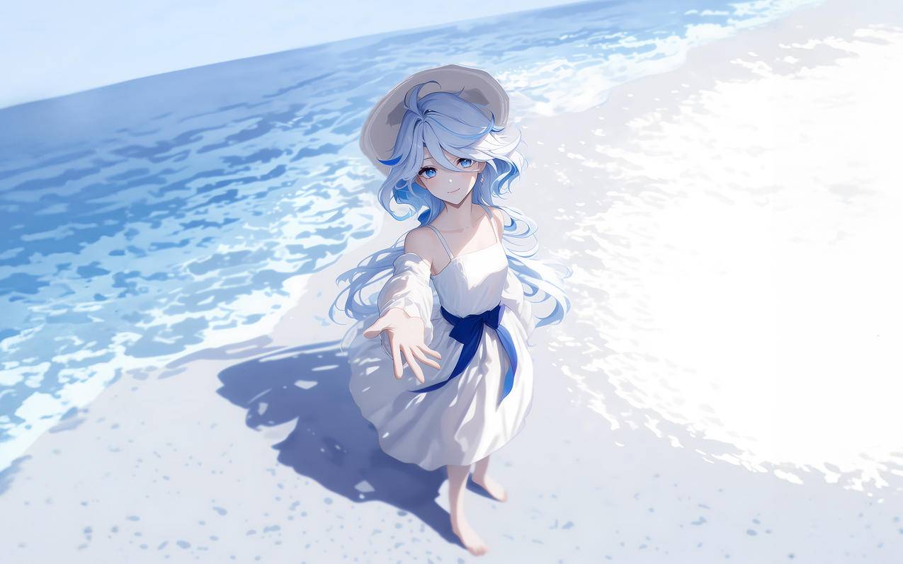 芙宁娜 一起去海边 车机动漫高清壁纸3200x2000