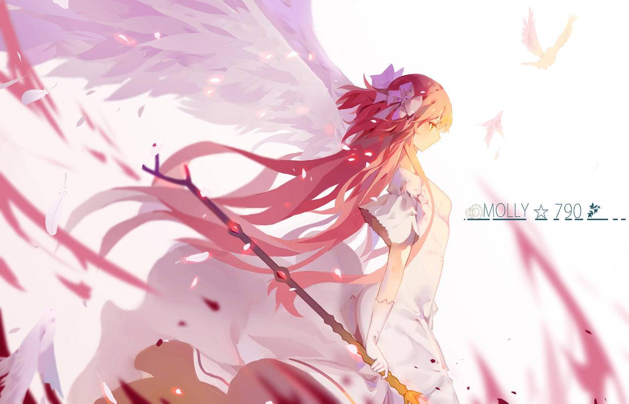 《魔法少女小圆》鹿目圆 翅膀 权杖 蝴蝶结 鸟 4K高清动漫壁纸