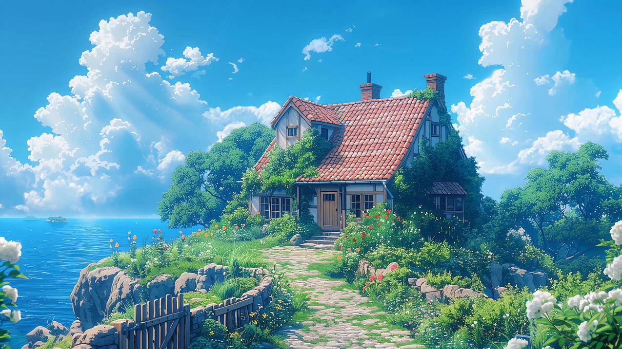 美丽的海边小屋风景4K壁纸3840x2160