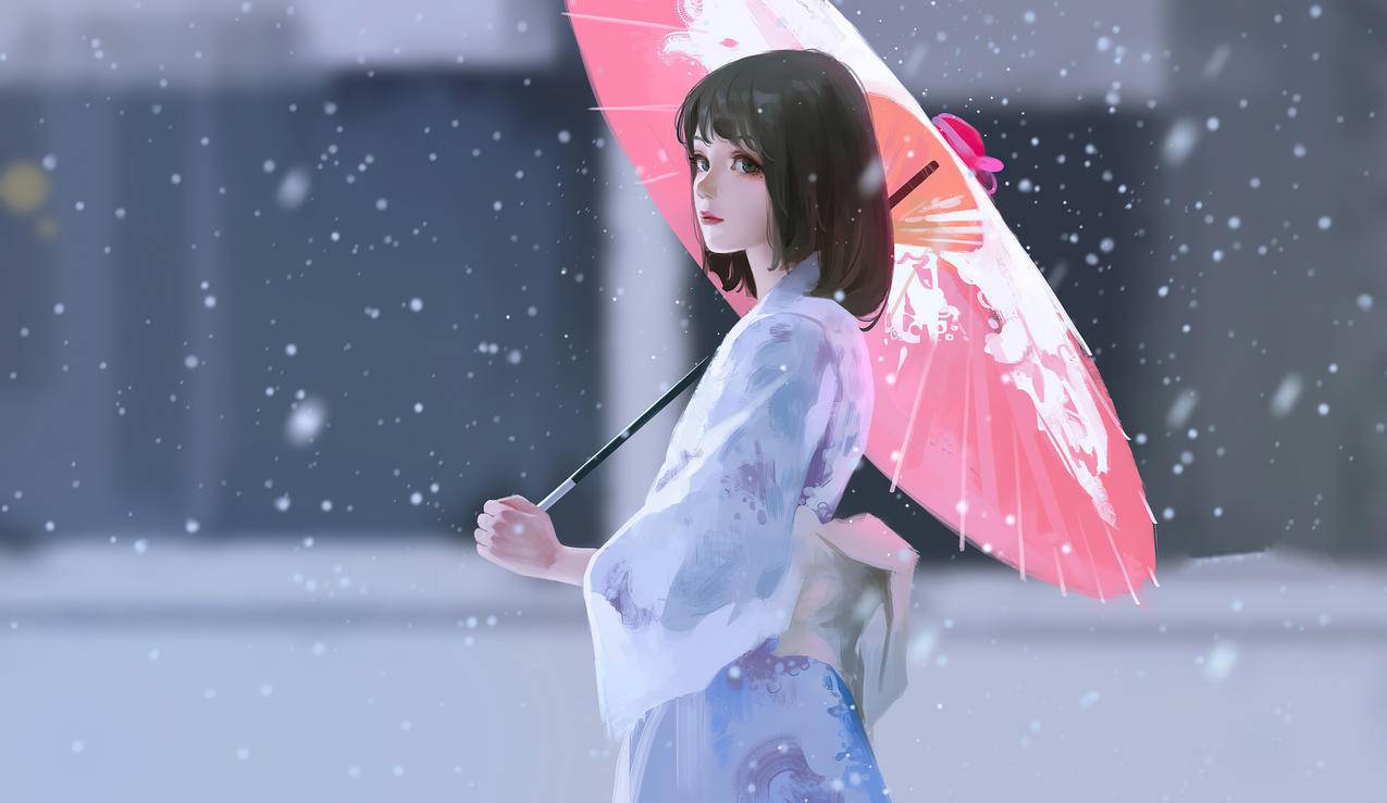 撑伞女孩 日本和服美女4k动漫壁纸