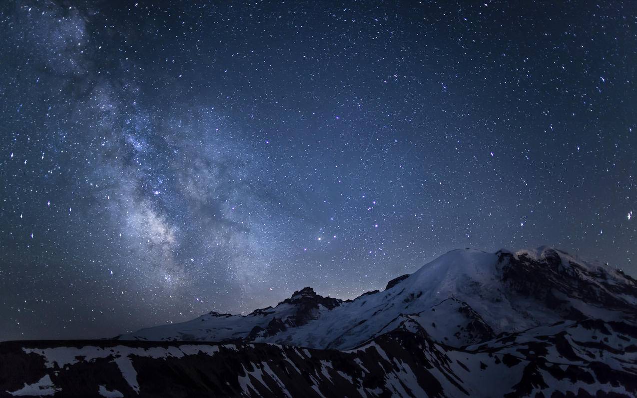 星空雪上夜景高清壁纸