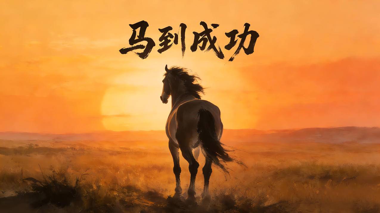 马到成功 马 水墨风 4K壁纸