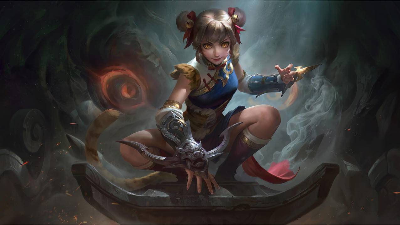 《无尽对决Mobile Legends》丸子头 铃铛 旗袍 老虎眼睛尾巴 4K高清壁纸