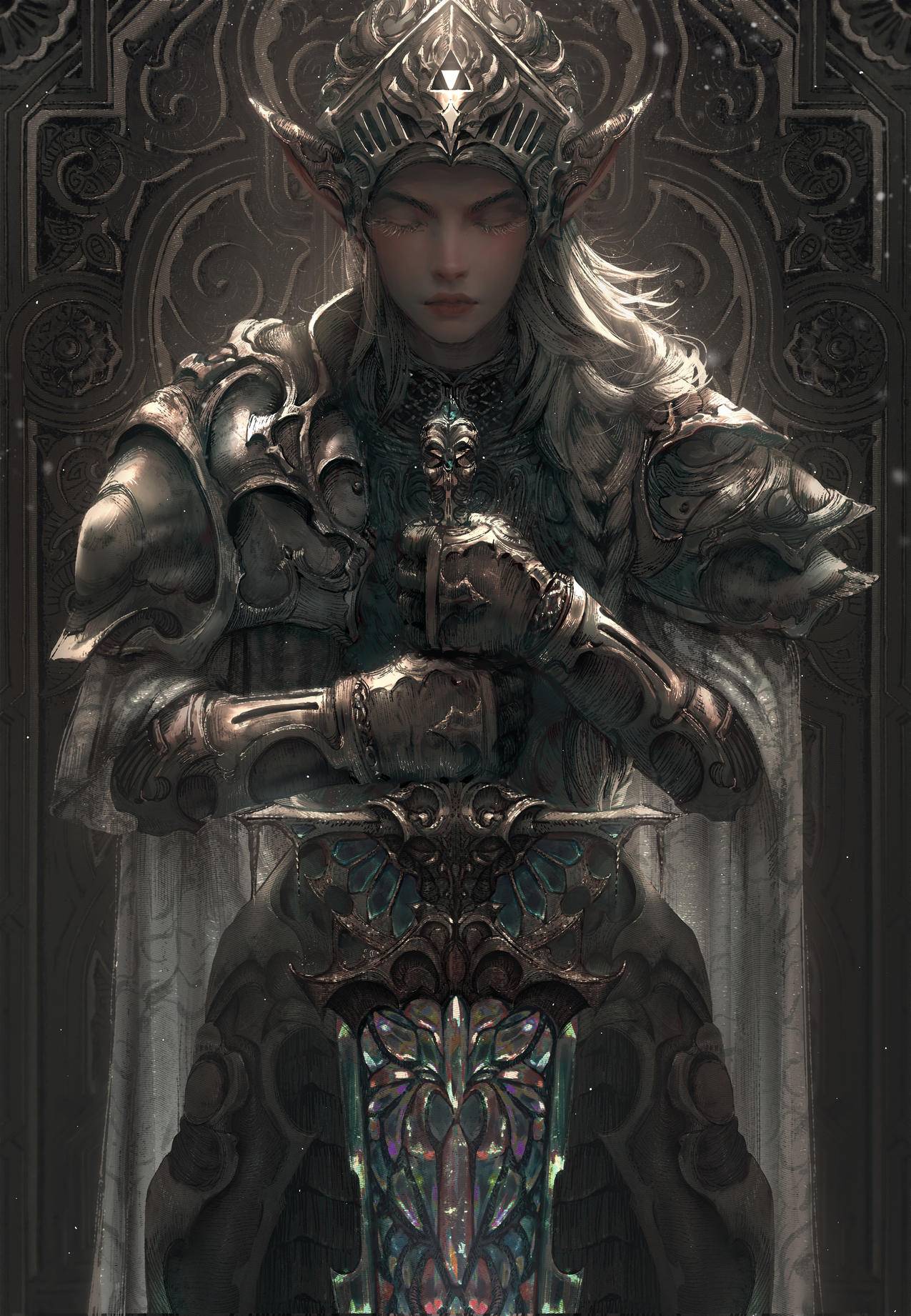 塞尔达传说-The Legend of Zelda 铠甲 女孩 精灵 剑 4K高清游戏壁纸