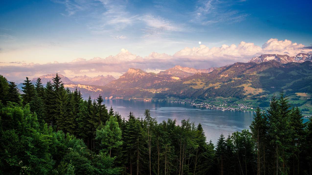 瑞士苏黎世湖风景4k壁纸
