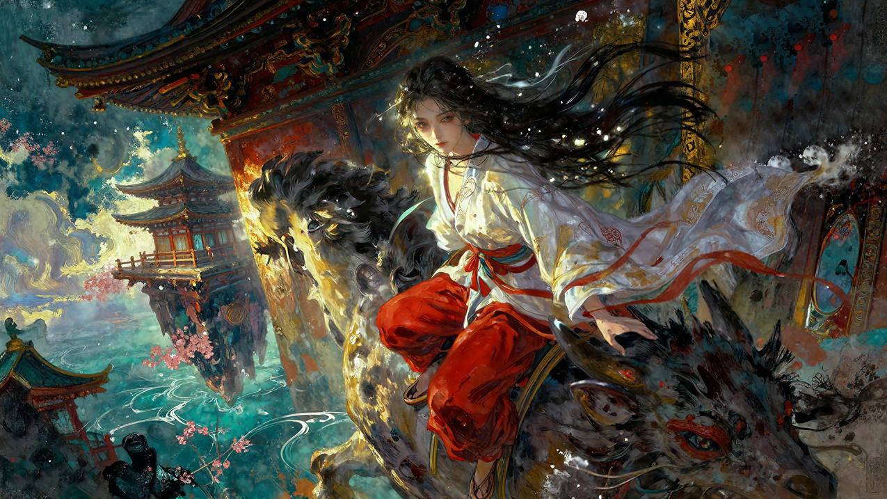 骑行 走兽 少女 4K高清 动漫壁纸